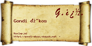Gondi Ákos névjegykártya